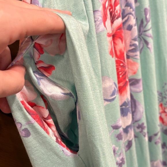 Floral Maxi Dress in Mint Green and Pink Small - Picture 5 of 6